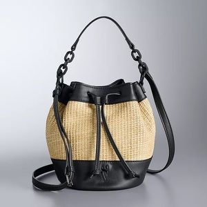 Simply Vera / Vera Wang Straw Bucket Bag.  NWT!